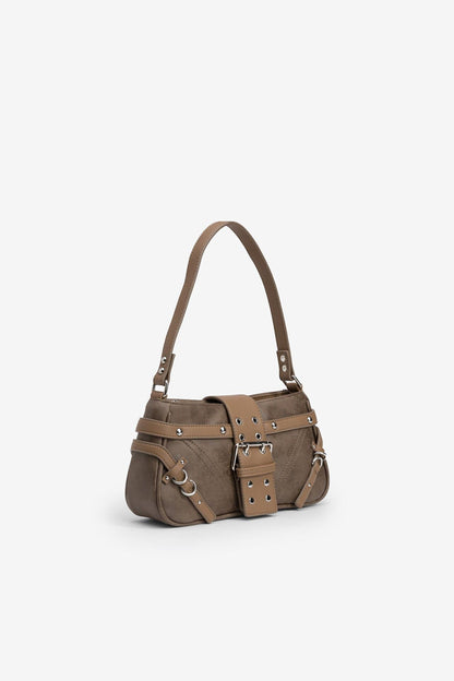 BRUN AXELVÄSKA MED SPÄNNEN  CLEENA - BEST CLOTHES