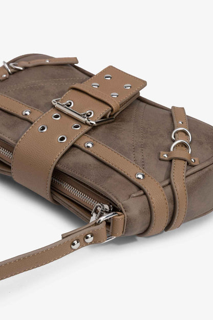 BRUN AXELVÄSKA MED SPÄNNEN  CLEENA - BEST CLOTHES