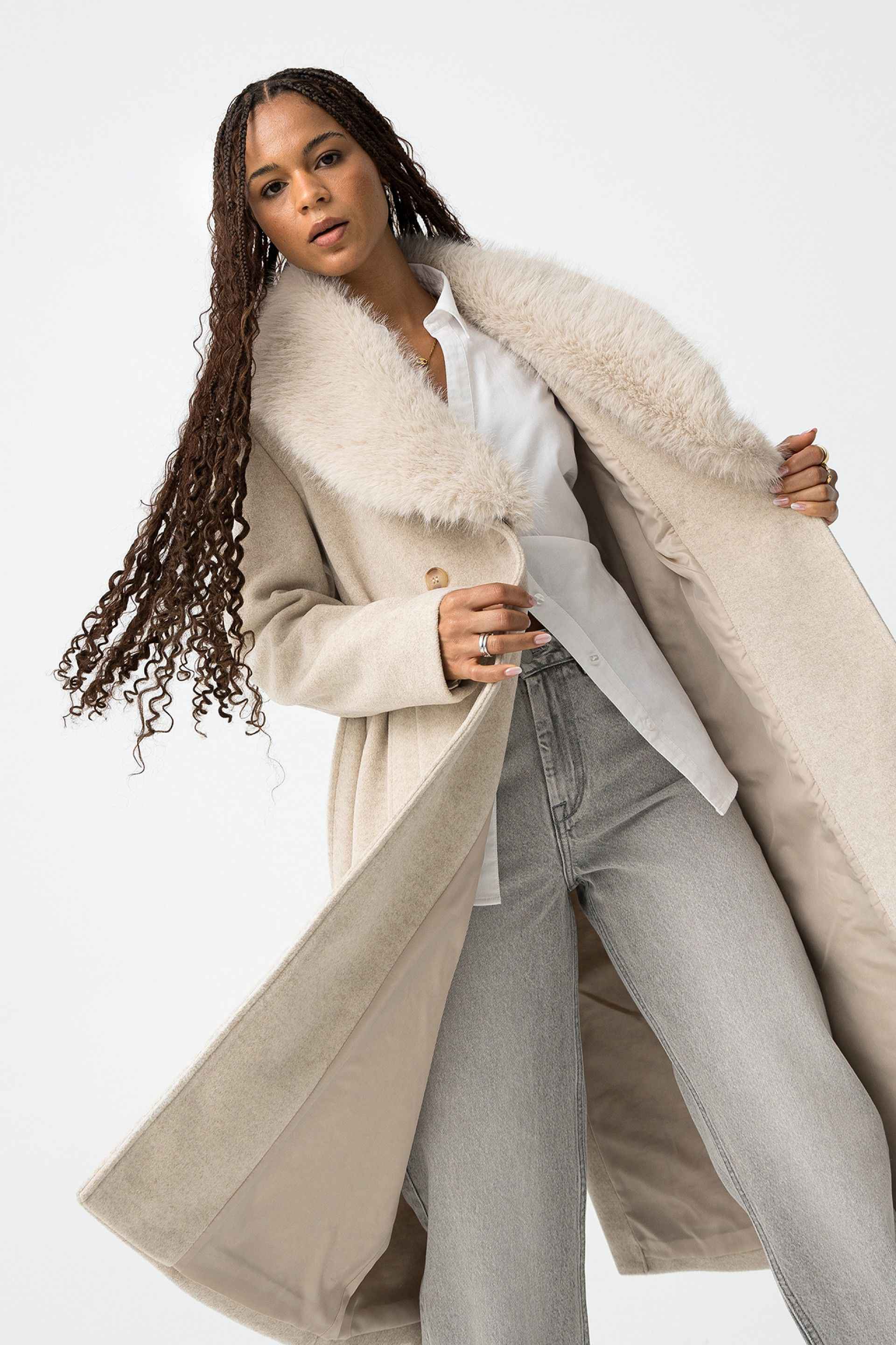 KATRIN ELEGANT WOMANS FUR COLLAR COAT - BEST CLOTHES