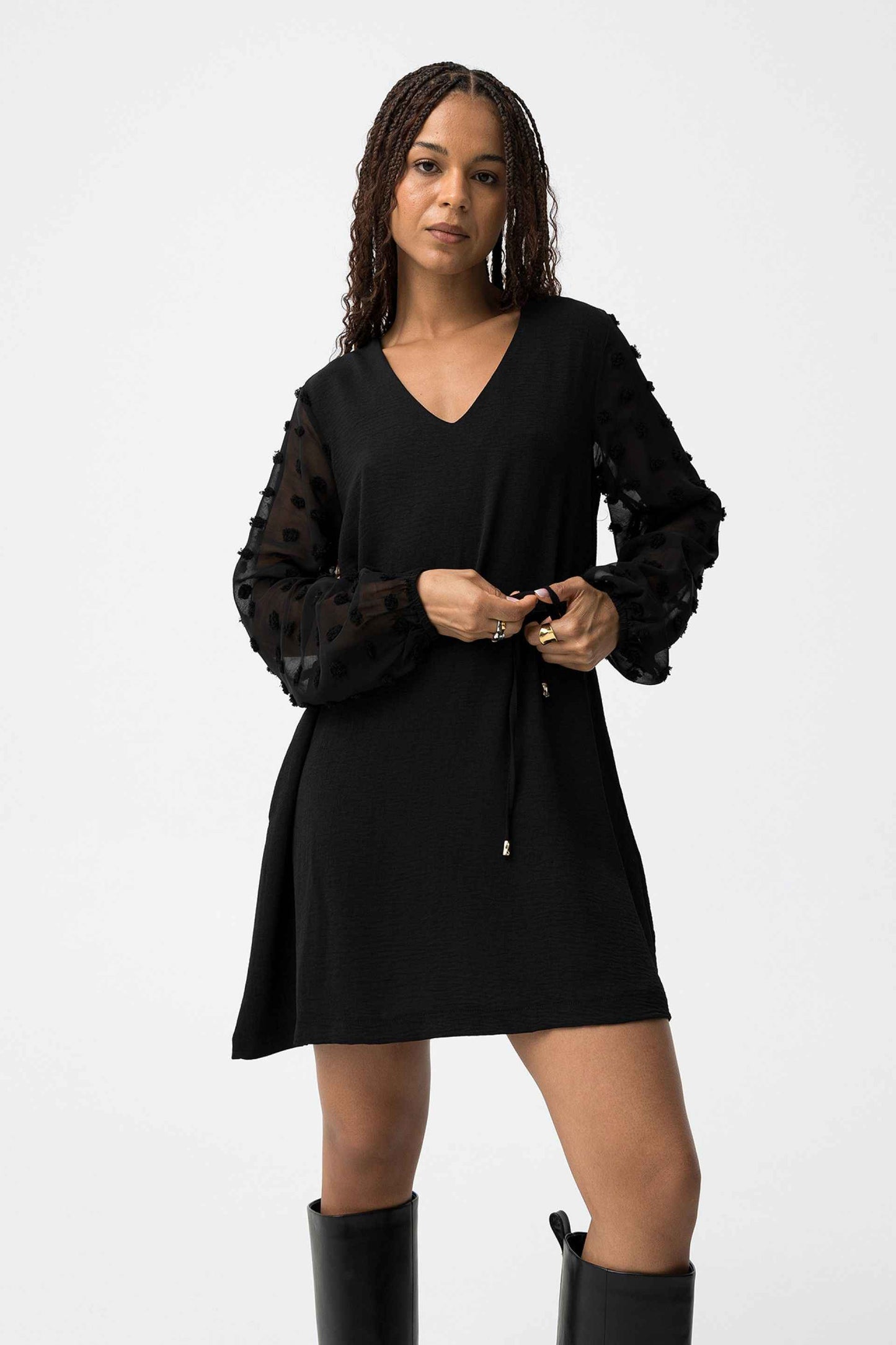 PAULA LACE SLEEVE TUNIC DRESS - BEST CLOTHES