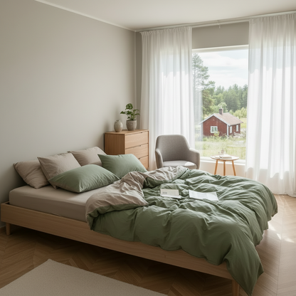Bäddset ZENTO 4 delar – Komplett påslakanset för enkelsäng (150x200cm)