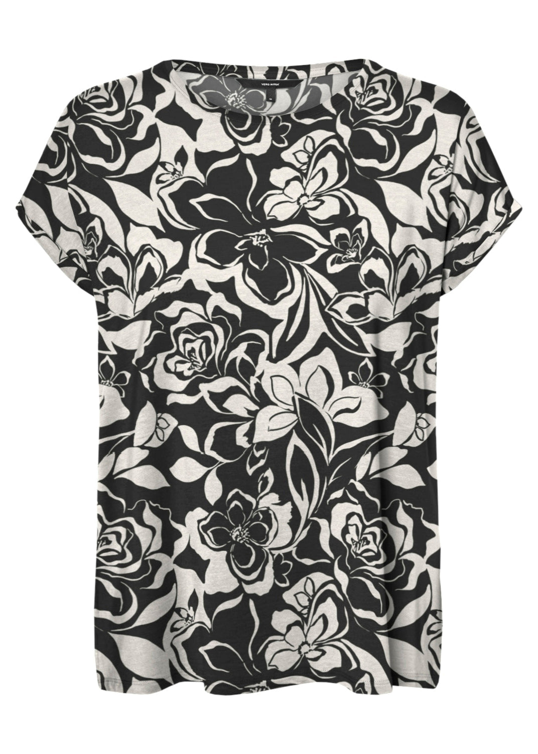 AVA PLAIN SS TOP AOP - BEST CLOTHES