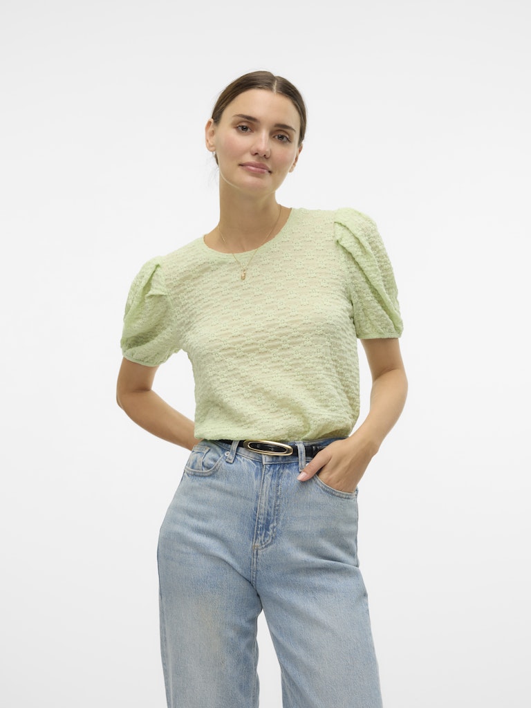 FLOWER SS PUFF SLEEVE TOP - BEST CLOTHES