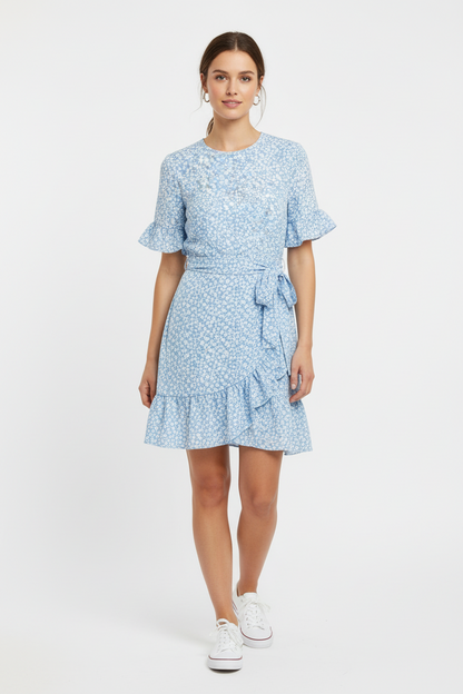 HENNA 2/4 O-NECK SHORT DRESS