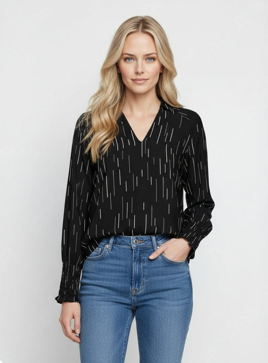 SNORA VEDA LS V-NECK BLOUSE - BEST CLOTHES